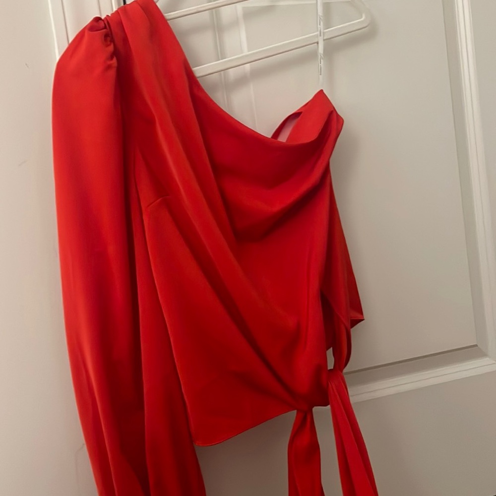 Red one shoulder lovers + friends top
